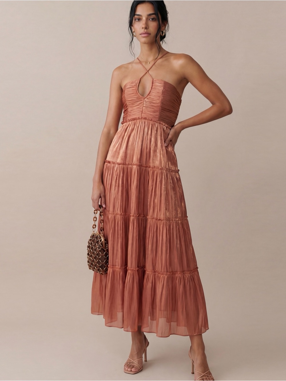 Anthropologie O.P.T | Romantic Summer East Dress in Cowboy Copper ~ New Small